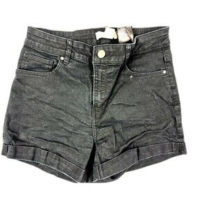 H&M Size 4 Womens Shorts Black Cuff Hem Mid Rise Stretch Chino Jeans